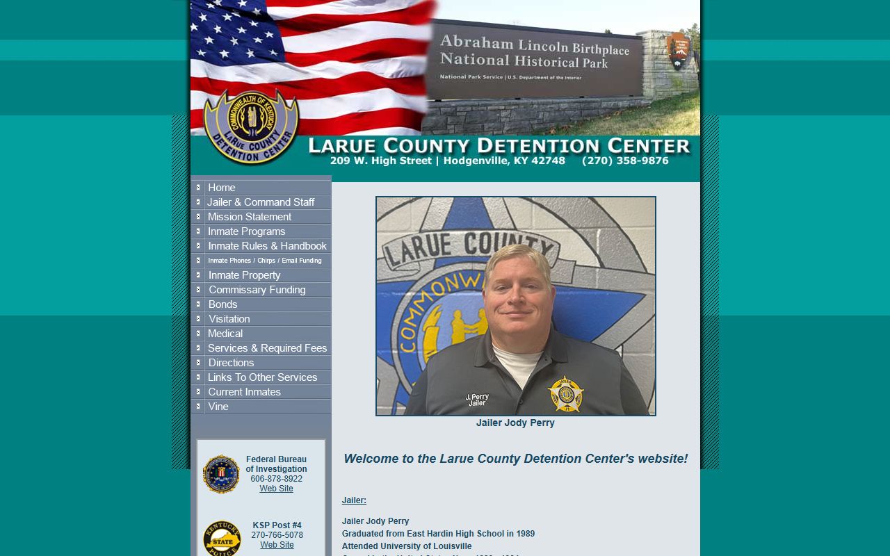 LaRue County arrest records jailer command staff and charge custody context