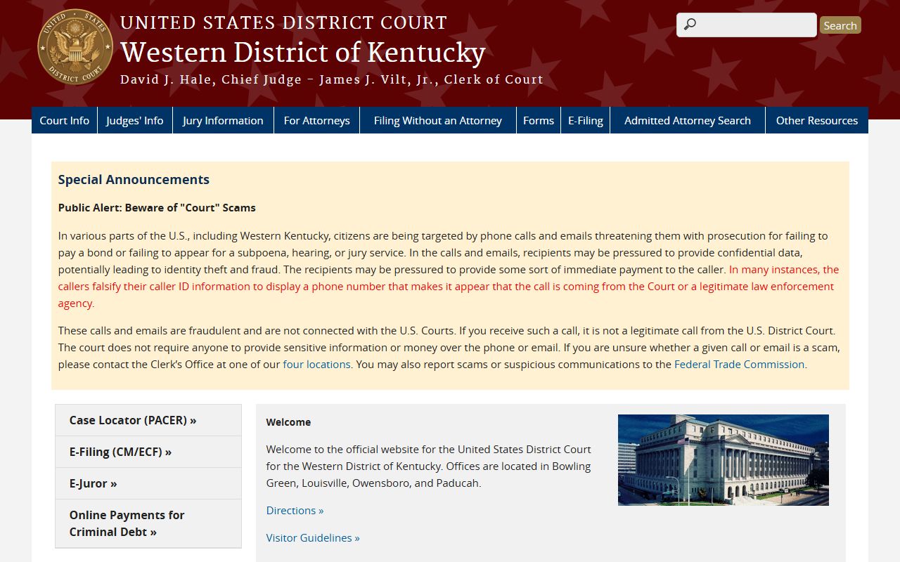 LaRue County criminal court records federal court context