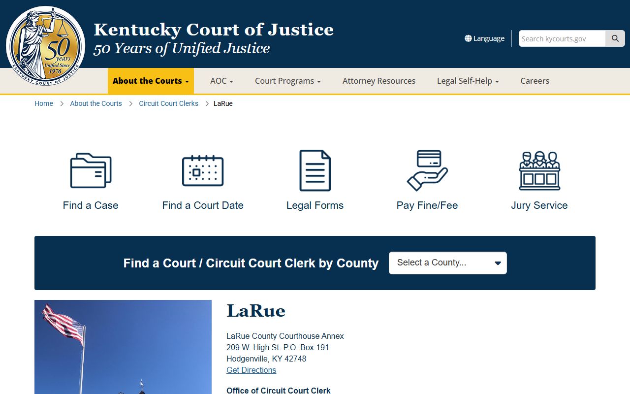 LaRue County Circuit Court records official court page