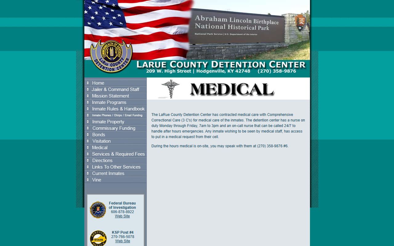 LaRue County inmate search detention center medical and facility information