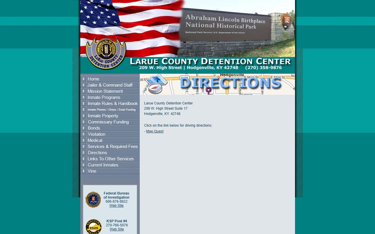 LaRue County warrant search detention center directions and bond location